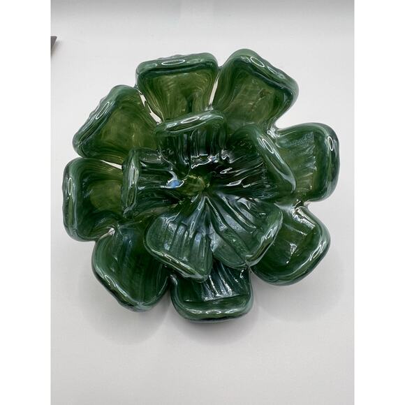 Vintage Green Art Glass Floral Sculpture Decorative Display Piece - Picture 2 of 13
